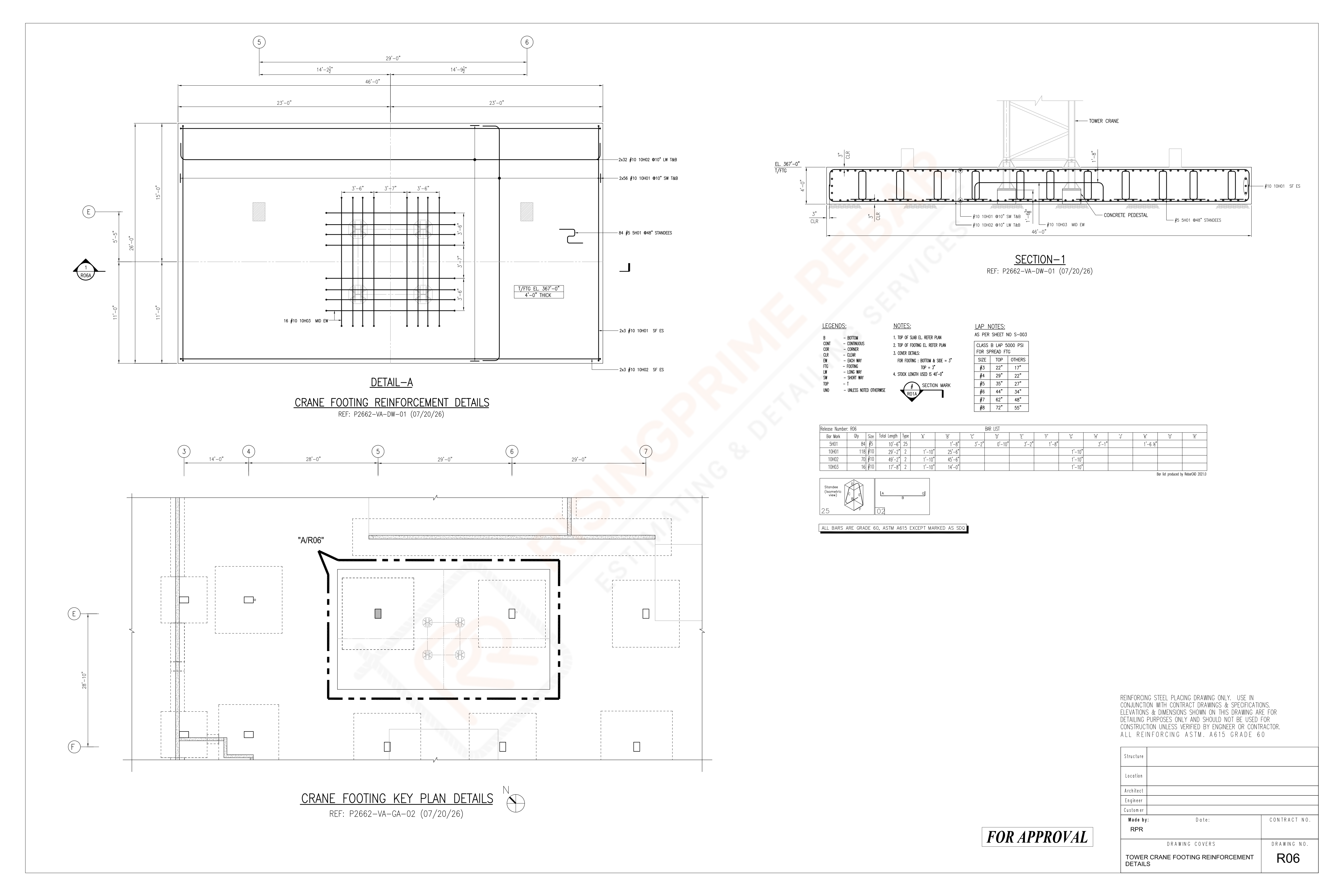 Foundation and Mat Rebar Placing Plan
